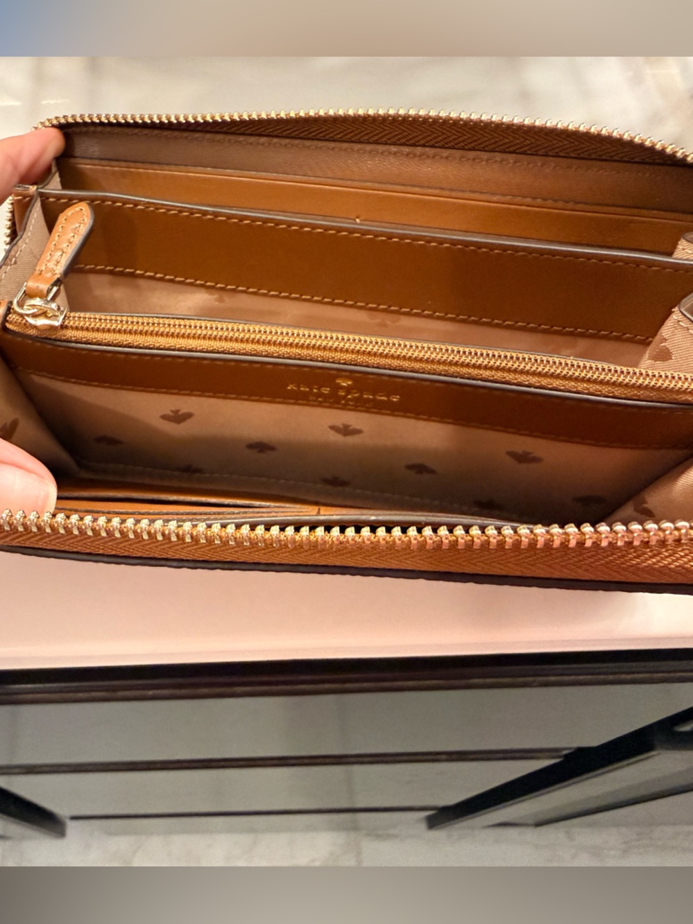 Kate Spade Tan Pebbled Leather Zip Wallet - Picture 6 of 9